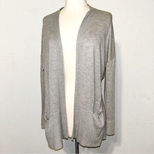Ann Taylor Factory Gray Open-Front Cardigan Sweater